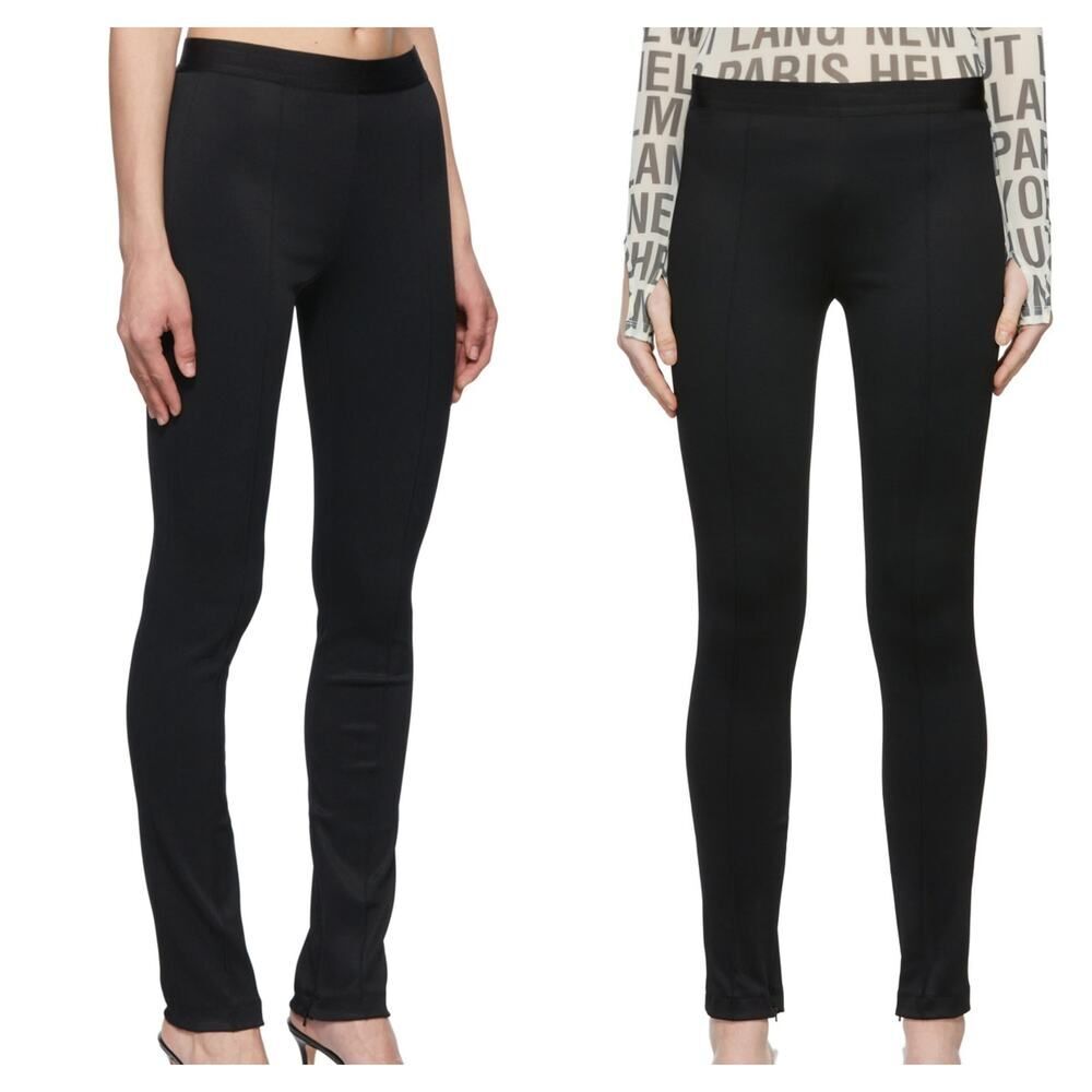 Helmut Lang Women's Double Needle Rib-Knit Leggings Black XXS NWT 370